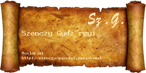 Szenczy Györgyi névjegykártya